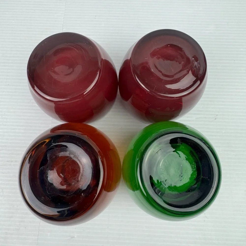 Lot Of 4 Crate & Barrel Diva Hand Blown Glass Votive Candle Holders Heavy Poland